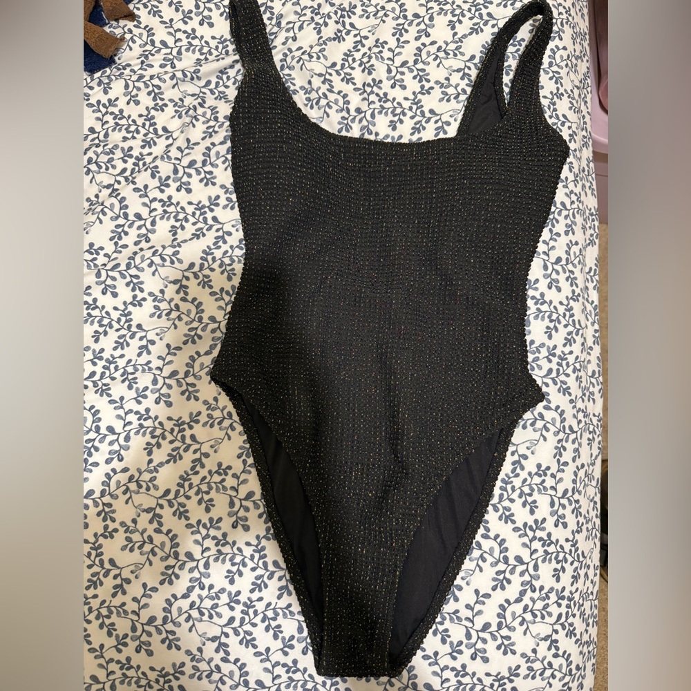 Aerie Black Ribbed Swimsuit One Piece